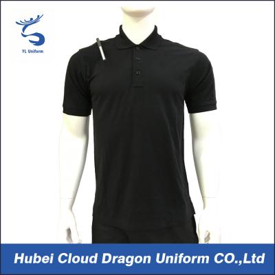 China 200 Gsm Short Sleeve Security Guard T Shirts Pique Black Work Shirt Breathable for sale