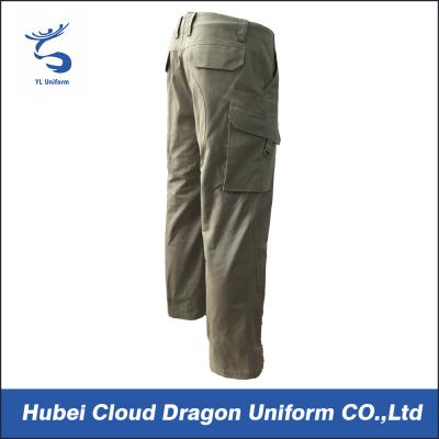 China Green Canvas Security Guard Pants , Tactical Cargo Pants Hand / Machined Wash for sale