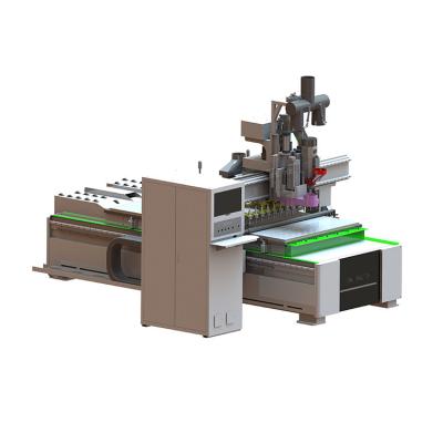 China Wood Acrylic PVC Engraving Cutting Cnc Mini Wood Carving Router Machine 1328 Tool Change Spindle And Row Drilling Straight Line Machine for sale