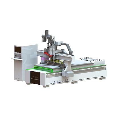 China Hotels wood panel furniture cabinet production line  cnc wood router machine cnc router wood engraving machine with drill group for sale