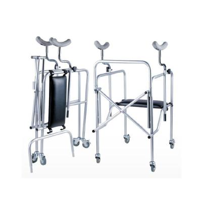 China Adult 4-leg Walker Aluminum/Steel Folding Under Arm Walker with 4 wheels for sale