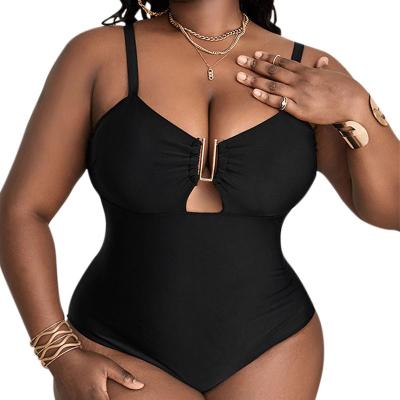 China 2023 Breathable New Solid Emptied Big One Size Swimsuit Quick Sale By Low Cut Sexy One Piece Swimsuit Women for sale