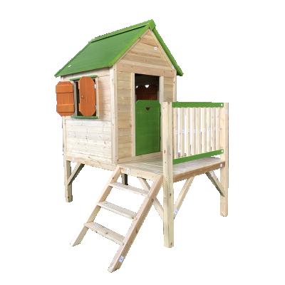 China Sale Easily Assembled Wooden Yard And Outdoor Garden Play House Children's Wooden House With Slide For Kids for sale