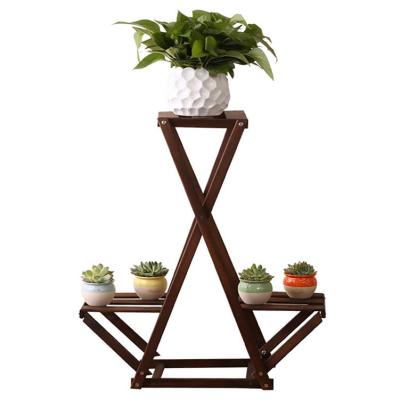 China Walkway Flower Stand Modern Movable Vertical Wood Anticorrosive Solid Flower Stand for sale