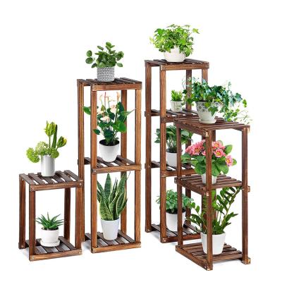 China Modern Eco-Friendly Adjustable Indoor Outdoor Wooden Flower Potted Plant Stand for sale