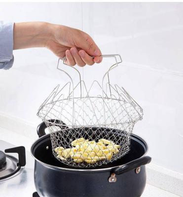 China Viable Stainless Steel Wire Mesh Basket Net Strainer Deep Fryer Basket For Home / Grocery Use for sale