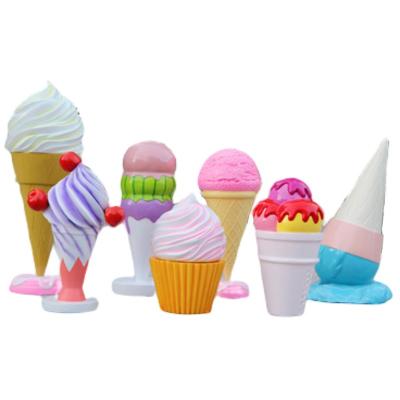 China Giant Polyresin Fiberglass Ice Cream Cone Props Sculpture For Shop Decoration for sale