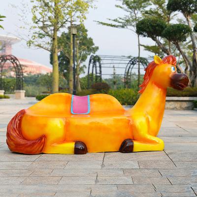 China Outdoor Large Fiberglass Sculpture Decor Horse Bench Garden Sculptures for sale