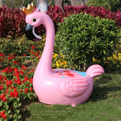 China Worlwide Outdoor Garden Sculpture Fiberglass Flamingo Seat Stool Sculptures Garden for sale