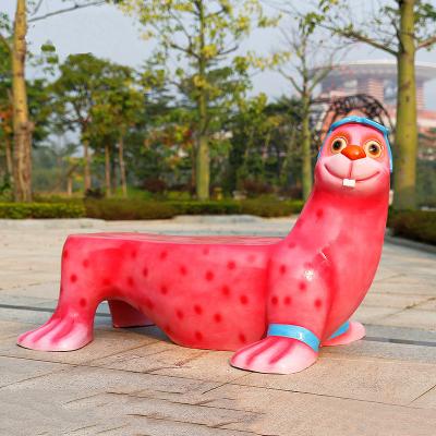 China Europe Sale Outdoor Animal Sea Lion Resin Fiberglass Animal Seat Sculptures for sale