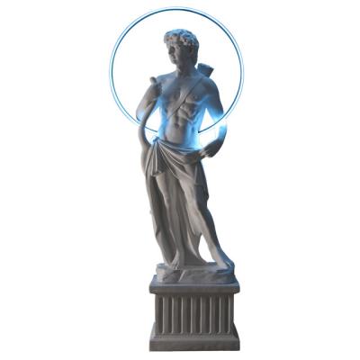 China Worlwide Male Hunt With Circle LED Lights Life Size Nude Statues for sale