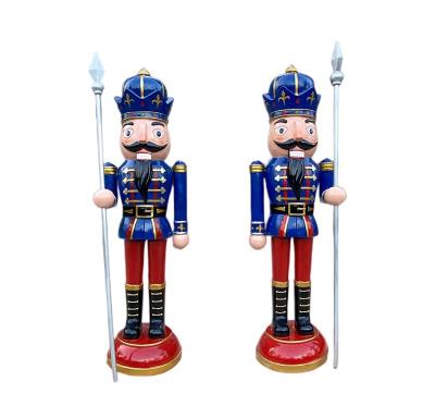 China Worlwide Large Size Outdoor 8ft Fiberglass Mall Christmas Decoration Nutcracker Statue for sale