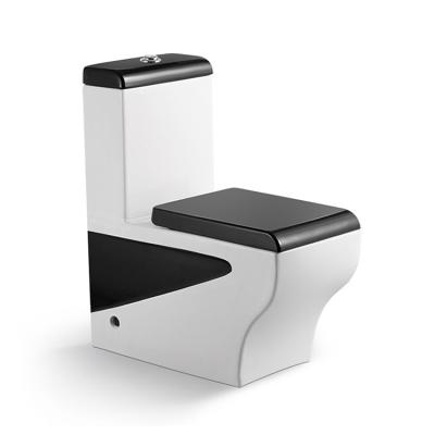 China Double-flow bathroom s trap/p washdown toilet washroom sanitary ware toilet one piece black and white chest of drawers for sale