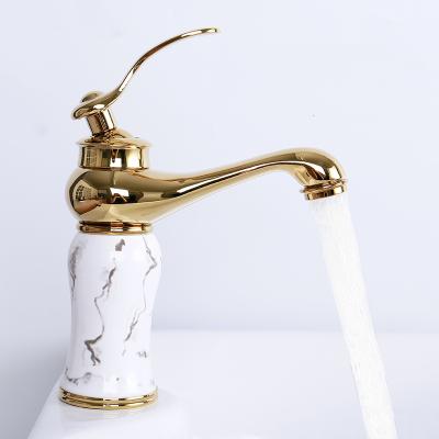 China Luxury Marble Gold Design Water Mixer Taps Thermostatic Gold Bathroom Sink Basin Basin Faucet Brass Thermostatic Faucets for sale