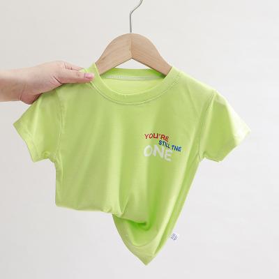 China China Supplier Hot Selling Anti-Shrink Summer Sleeve Ice Silk Fabric Breathable Short T-Shirt For Kids for sale