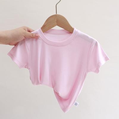 China Anti-Shrink Cotton T-Shirt Children's Summer Summer T-Shirt Ice Silk For Boys And Girls High Elastic Slim Thin Elastic Short Sleeves for sale