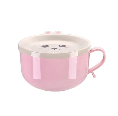 China Minimalist Children's Bowl Handle Stainless Steel Baby Food Warmer Eco-friendly Anti-skid Single Training Bowls for sale