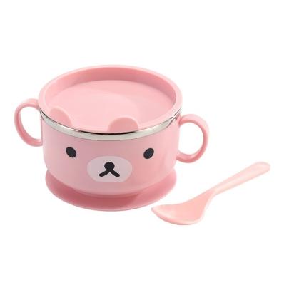 China Cute Minimalist Children's Cartoon Baby Food Supplement Bowl Color Anti-Slip Tableware Set for sale