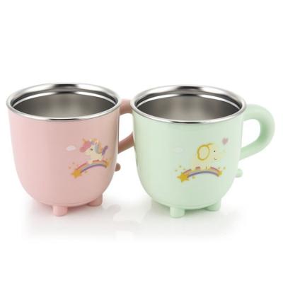 China Kindergarten Minimalist Wholesale Children's Water Cup Household Counter Stainless Steel Hot Children's Drinks Cup With Cover for sale