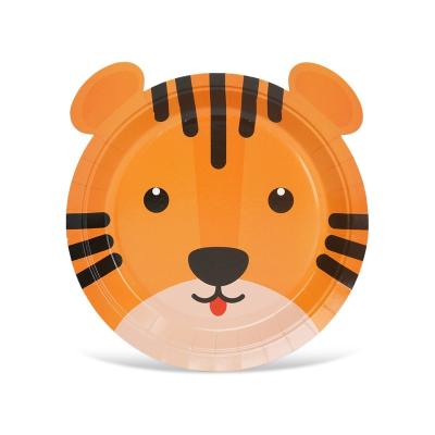 China Wholesale Paper Plate Tiger Panda Brown Bear Rabbit Irregular Disposable Leopard Party Modern Animal Children's Party Tableware for sale