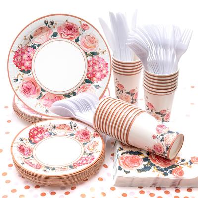 China Halloween Raw Material Ghost Air Fryer Parchment Wholesaler Disposable Bulk Pop It Eco Cheap Flamingo Gold Paper Plate Cup Wooden Party for sale