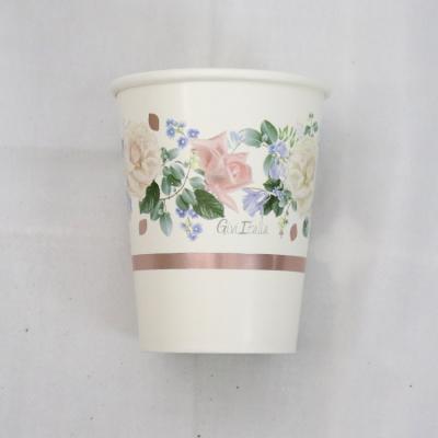 China Cheap Wholesale Disposable Custom Biodegradable Party Decoration Printing Beverage 9oz Birthday Flowers Disposable Paper Cup for sale