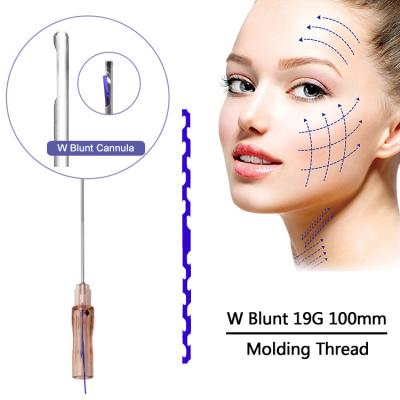 China Cosmetic suture molding thread hilos tensores pdo thread lift face 19G 100mm W needle faciales lifting pdo molding cog for sale