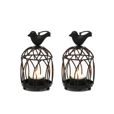 China Home decoration premium custom bird metal candle warmer led metal lanterns candle holders for sale