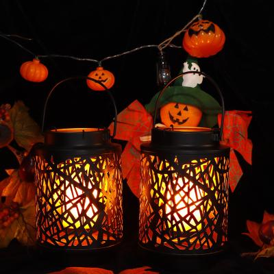 China New Solar Home Halloween Light Decoration Mason Jar Hanging Lantern Mini Festival Atmosphere Romantic Decor for sale