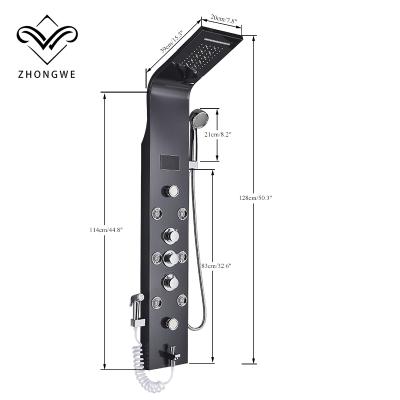 China Without Slide Bar Shower Panel LED Rainfall Waterfall Shower Head Rain Massage Stainless Steel Bathroom Shower Panel Wall Mounted for sale