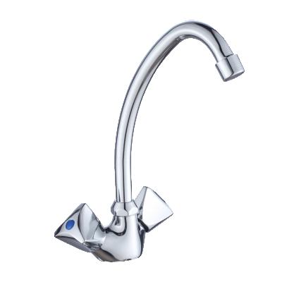 China Without Slide Bar Double-Handle Zinc Kitchen Faucet Modern Wall Mounted Sink Mixer Tap New for sale