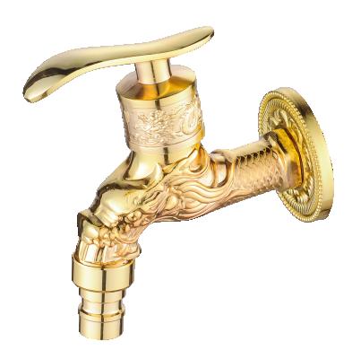 China Sense Faucets Carved Wall Mount Water Gold Wall Faucet Small Washing Machine Water Faucet for sale