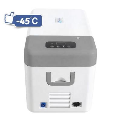 China Medical Portable Fridge 25L 12V/24V Stirling Compressor Report Minus 25 Degree Freezer for sale