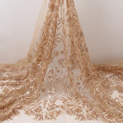 China High Quality Water Soluble Embroidery Lace Tulle Polyester Water Soluble Lace Trimming Decoration Wedding Dress French Beaded Fabric for sale