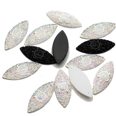 China Native Taidian Beaded Earring Sew On Components 20*50 Mm Rhinestone Shape Resin Cabochon 50 PCS/BAG DIY Handmade Oval Resin Jewelry Findings for sale