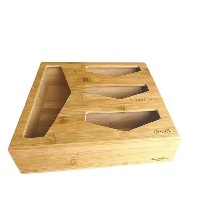 China Minimalist Happy Box Sandwich Bag Organizer Box Premium Wood Bamboo Drawer Organizer for sale