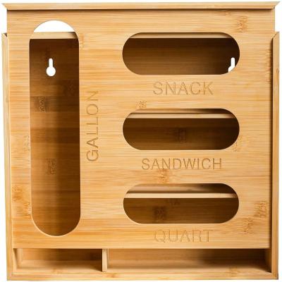 China Viable Bamboo Ziplock Bag Container Organizer For Kitchen Bamboo Baggi Drawer for sale