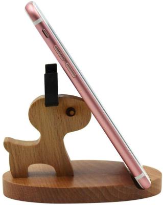 China Europe Amamcy Cute Deer Mobile Phone Stand Holder Wooden Smartphone Desk Stand for sale