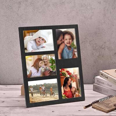 China USA 4x6 Black Picture Frame With Mat For Five Rustic Picture Displays Dist for sale