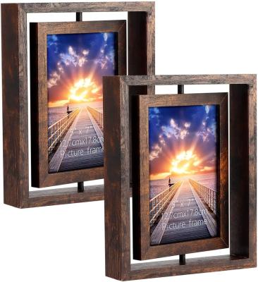 China USA EXYGLO 2 Pack Rustic Rotating 5x7 Picture Frames Floating Photo Frames for sale