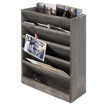 China Vintage Gray Wood Wall-Mounted 5-Slot Document File Holder Hang from Europe MyGift for sale