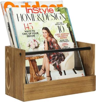 China Europe MyGift Wooden Magazine Rack Wooden B & Rustic Burnt Solid Industrial for sale