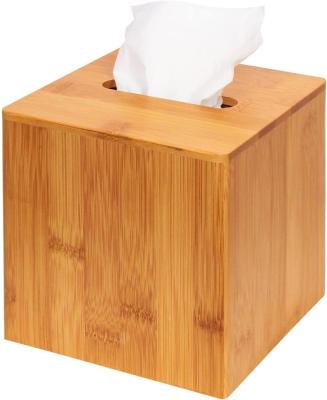 China Europe Jack Cube Design Bamboo Square Tissue Box Lid Holder Case Cover Socket for sale