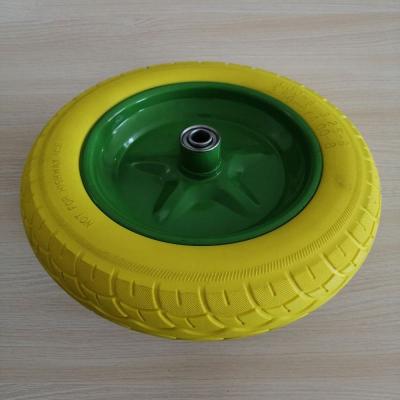 China Other Long Axle Bore Wheel Barrow Wheel PU Foam Steel Solid Wheel 3.50-8 Tires for sale