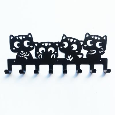 China Cute Cute Stored Iron Wall Hook Storage Key Chain Hook Black Metal Wall Hook Decoration for sale