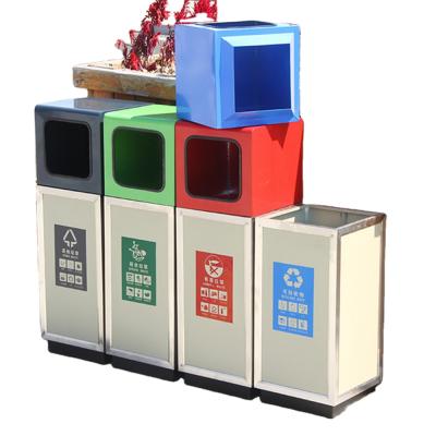 China Sustainable Detachable Type Outdoor Waste Bins Metal Material Garbage Bin for sale