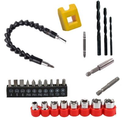 China Multifunctional Screwdriver Bits Accessories 32pcs Stainless Steel Drill Bits Screwdriver Heads Sockets Set With Extension Shaft Flexible Power Tool for sale