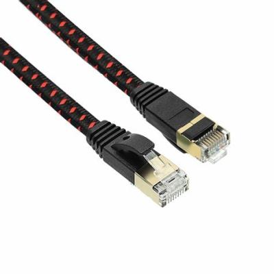 China 1m 2m 5m RJ45 Cat7 10Gbps 600MHZ SFP Flat Braided Patch Cord Lan Cable for sale