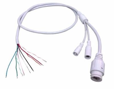 China White IP67 waterproof round head  RJ45 with DC Jack and Reset  POE cable for IP camera for sale