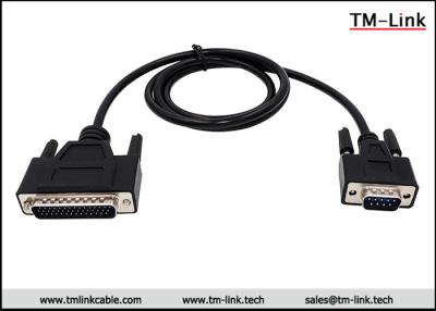 China High quality DB9 male to DB25 male serial black D-Sub port printer data cable for sale